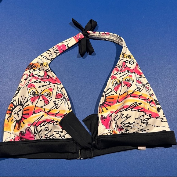 Victoria Secret Y2K Colorful Graphic Bikini Top Size Medium Beach Summer Girly - Picture 1 of 6